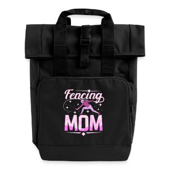 Fencing mother mothers day mom - Roll Top Backpack with Two Handles - black - Front