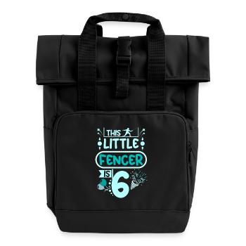 6th birthday this little fencer is 6 years old - Roll Top Backpack with Two Handles - black - Front