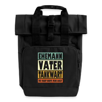 Tankwart Vater Ehemann Held - Rolltop Rucksack mit zwei Griffen - Schwarz - Vorne