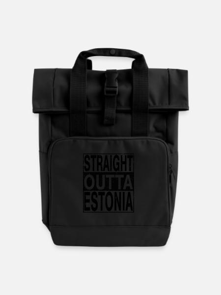 Estland Straight outta Estland - Rolltop Rucksack mit zwei Griffen - Schwarz