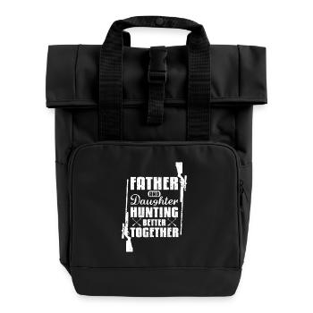 Father and daughter hunting better together - Roll Top Backpack with Two Handles - black - Front