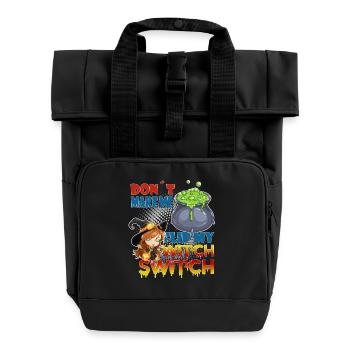 Lustiger "Flip my Witch Switch" Halloween Spruch - Rolltop Rucksack mit zwei Griffen - Schwarz - Vorne