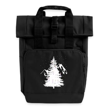 Xmas Christmas Austria Mountains Snow Alps - Roll Top Backpack with Two Handles - black - Front