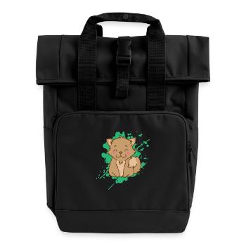 Chien dans un animal japonais de style kawaii - Sac à dos Roll Top à deux anses - noir - Devant