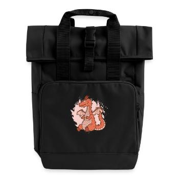 Baby dragon sits cute fantasy animal - Roll Top Backpack with Two Handles - black - Front