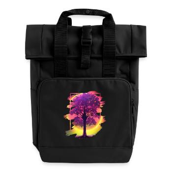 Tree - Roll Top Backpack with Two Handles - black - Front