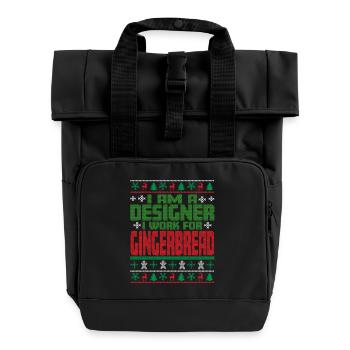 Designer Christmas Saying - Roll Top Backpack with Two Handles - black - Front