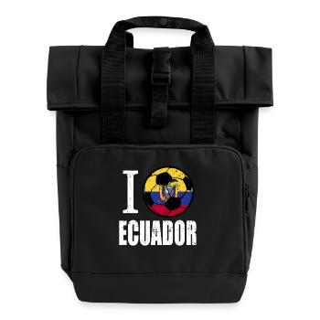 Ecuador Fußball - Rolltop Rucksack mit zwei Griffen - Schwarz - Vorne