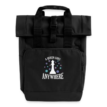 A Queen goes Anywhere Chess Brain Teaser - Roll Top Backpack with Two Handles - black - Front