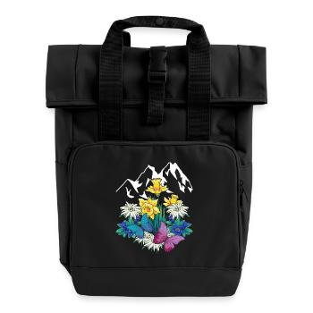 Österreich Tirol Frühling Natur Naturliebhaber Alm - Rolltop Rucksack mit zwei Griffen - Schwarz - Vorne