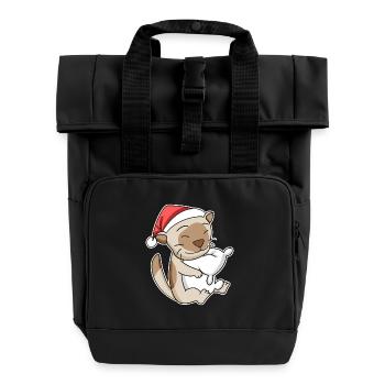 Burmese Cat Christmas Sleep Tired - Roll Top Backpack with Two Handles - black - Front