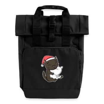 Havana Cat Christmas Sleep Tired - Roll Top Backpack with Two Handles - black - Front