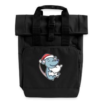 Maus Weihnachten Schlafen Schlaf Ausschlafen - Rolltop Rucksack mit zwei Griffen - Schwarz - Vorne