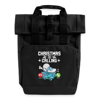 Santa Claus Xmas Christmas Is Calling - Roll Top Backpack with Two Handles - black - Front