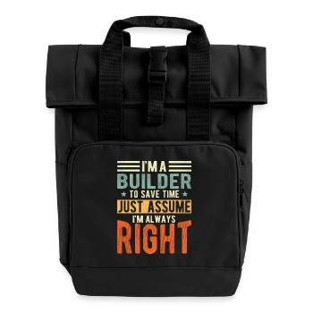 Builder - Roll Top Backpack with Two Handles - black - Front