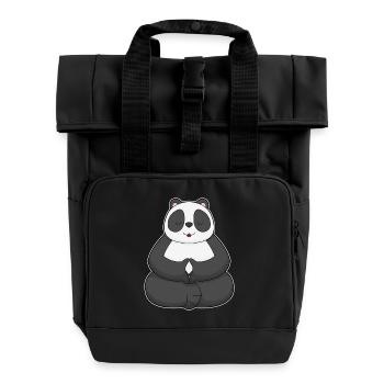 Panda Yoga Fitness Meditation - Rolltop Rucksack mit zwei Griffen - Schwarz - Vorne
