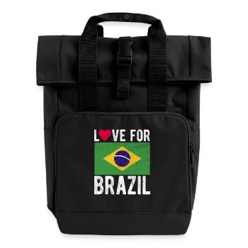 Brazil Flag - Roll Top Backpack with Two Handles - black - Front