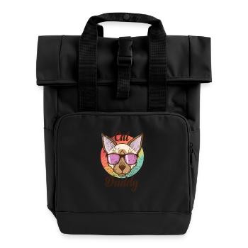 Cat Daddy Siamese Katze Haustier Kater - Rolltop Rucksack mit zwei Griffen - Schwarz - Vorne