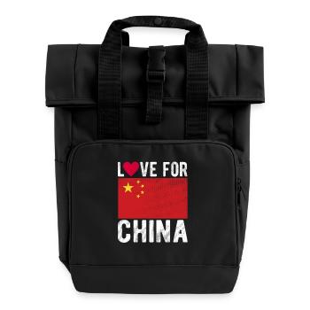 China Souvenir - Roll Top Backpack with Two Handles - black - Front