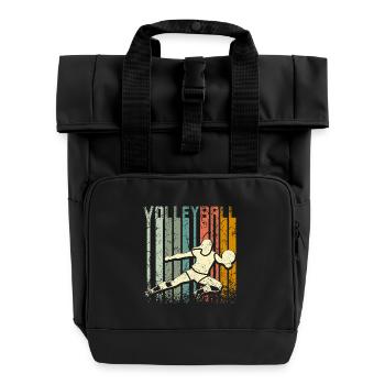 Retro Vintage Volleyball - Rolltop Rucksack mit zwei Griffen - Schwarz - Vorne
