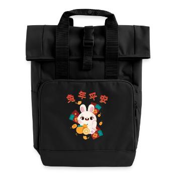 Ratte Chinesisches Sternzeichen - Rolltop Rucksack mit zwei Griffen - Schwarz - Vorne