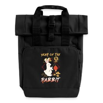 Ratte Chinesisches Sternzeichen - Rolltop Rucksack mit zwei Griffen - Schwarz - Vorne