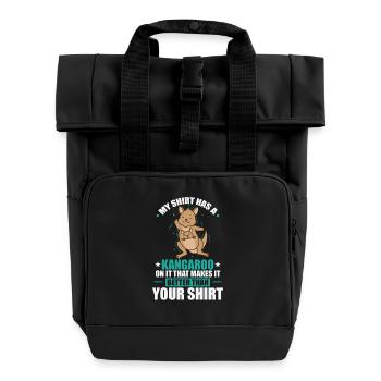 My Tee has a Kangaroo on it Australien - Rolltop Rucksack mit zwei Griffen - Schwarz - Vorne