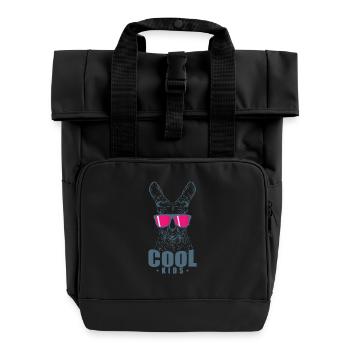cool kangaroo Australia marsupial - Roll Top Backpack with Two Handles - black - Front