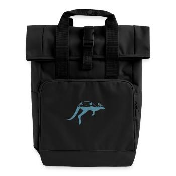 Kangaroo mit Australischer Landschaft - Rolltop Rucksack mit zwei Griffen - Schwarz - Vorne
