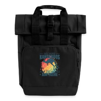 Because Kangaroos are Freaking Awesome - Rolltop Rucksack mit zwei Griffen - Schwarz - Vorne