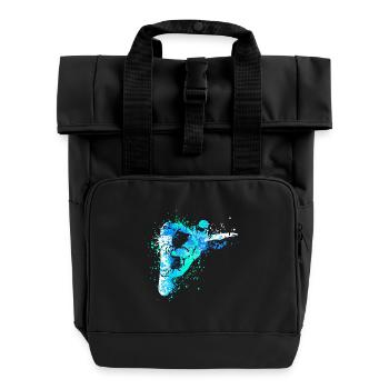 Splash Art Wintersport Snowboarder - Rolltop Rucksack mit zwei Griffen - Schwarz - Vorne