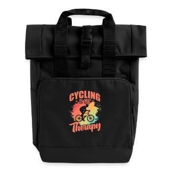 Le cyclisme est ma thérapie Fahrrad fahren Fitness - Sac à dos Roll Top à deux anses - noir - Devant