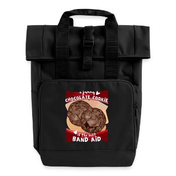 Chocolat, biscuits aux pépites de chocolat drôle de dicton - Sac à dos Roll Top à deux anses - noir - Devant