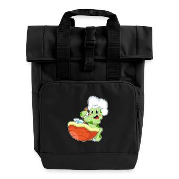 Schildkröte Koch Kochtopf Kochen - Rolltop Rucksack mit zwei Griffen - Schwarz - Vorne