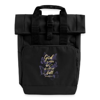 Schmetterlinge Bibelvers Christlich - Rolltop Rucksack mit zwei Griffen - Schwarz - Vorne
