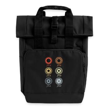 Photographie des tailles d’ouverture - Sac à dos Roll Top à deux anses - noir - Devant