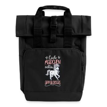 Coole Mädchen reiten Appaloosa - Rolltop Rucksack mit zwei Griffen - Schwarz - Vorne