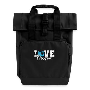 Oregon Love USA Amerika Bundesstaat - Rolltop Rucksack mit zwei Griffen - Schwarz - Vorne