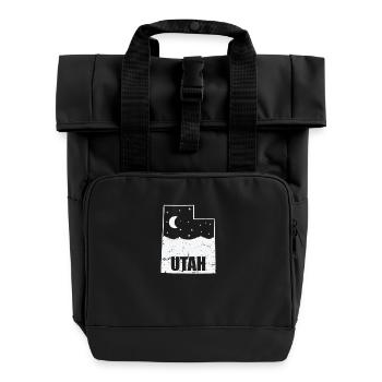 Utah Map with Skyline USA America - Roll Top Backpack with Two Handles - black - Front
