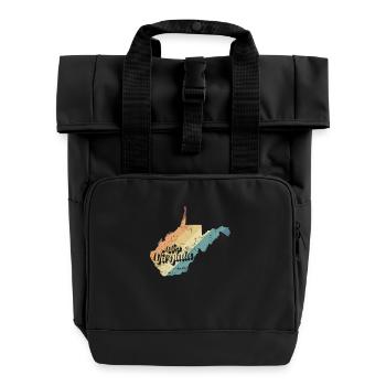 West Virginia Karte USA Bundesstaat - Rolltop Rucksack mit zwei Griffen - Schwarz - Vorne