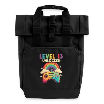 Level 13 Years Gaming 13er 13 Birthday - Roll Top Backpack with Two Handles - black - Front
