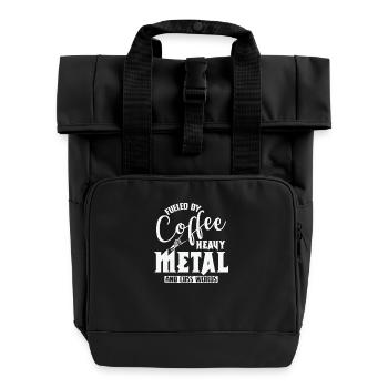 Fueled by Coffee Heavy Metal and cuss Words - Roll Top Backpack with Two Handles - black - Front