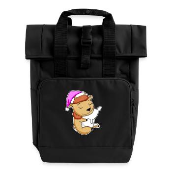 Bison - Rolltop Rucksack mit zwei Griffen - Schwarz - Vorne