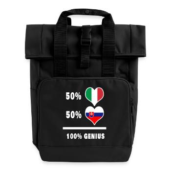 Slowakei und Italien Flaggen 100% genial - Rolltop Rucksack mit zwei Griffen - Schwarz - Vorne