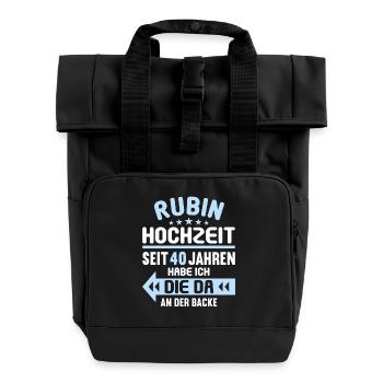 40 verheiratet Rubin Hochzeit 40.Hochzeitstag - Rolltop Rucksack mit zwei Griffen - Schwarz - Vorne