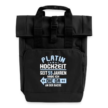 55 verheiratet Platin Hochzeit 55.Hochzeitstag - Rolltop Rucksack mit zwei Griffen - Schwarz - Vorne