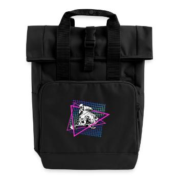 Retrowave Snowmobile - Roll Top Backpack with Two Handles - black - Front
