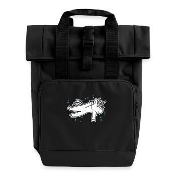 Einhorn Schwimmer - Rolltop Rucksack mit zwei Griffen - Schwarz - Vorne