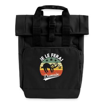 I'll do it tomorrow lazy lazy humor gift - Roll Top Backpack with Two Handles - black - Front