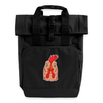 Huhn Kopf - Rolltop Rucksack mit zwei Griffen - Schwarz - Vorne